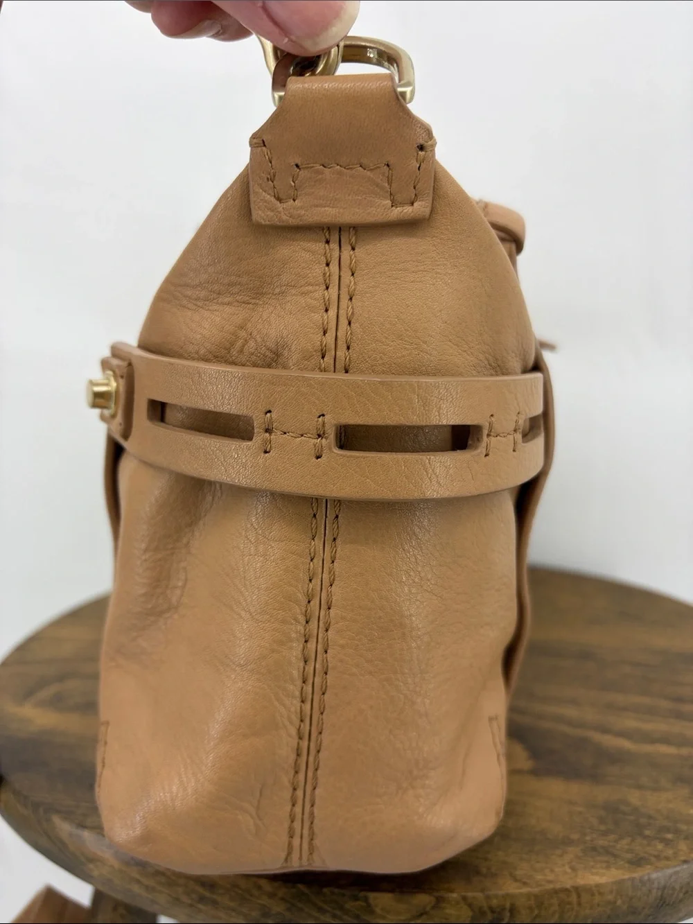 Botkier Flatiron Mini Satchel Small Camel Tan Leather Purse Crossbody Bag